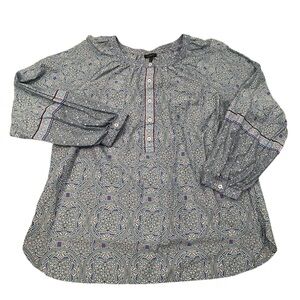 Talbots Women’s Patterned Cotton Lightweight‎ Blouse Large Boho
